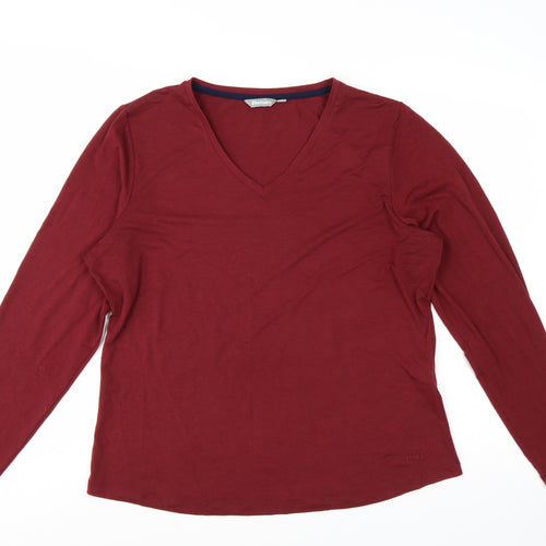 Rohan Womens Red Long Sleeve V-Neck Quick Dry Top Size 16