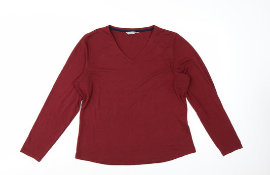 Rohan Womens Red Long Sleeve V-Neck Quick Dry Top Size 16