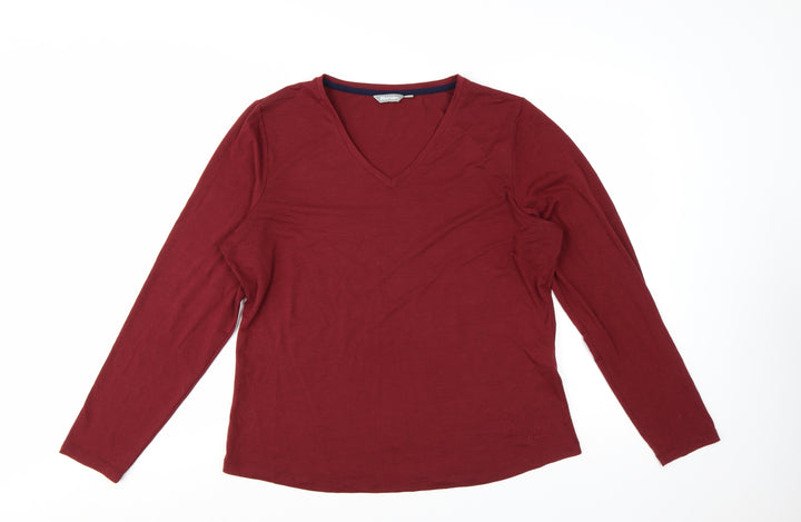 Rohan Womens Red Long Sleeve V-Neck Quick Dry Top Size 16