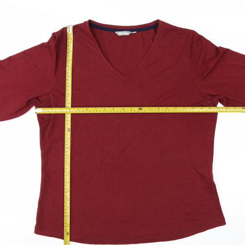 Rohan Womens Red Long Sleeve V-Neck Quick Dry Top Size 16