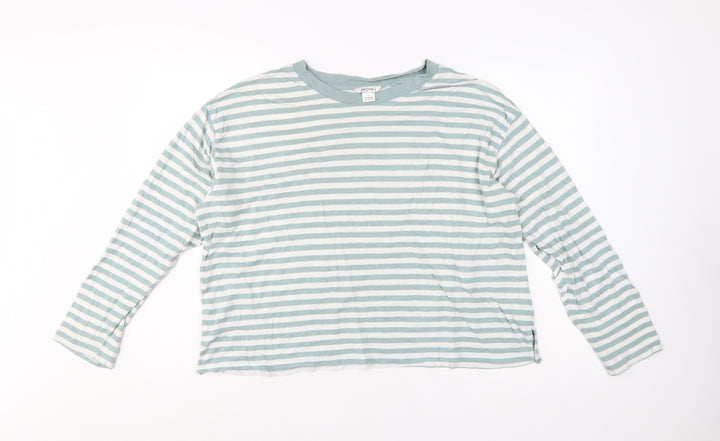 Monki Women’s Blue Striped Long Sleeve Cotton Modal T-Shirt L