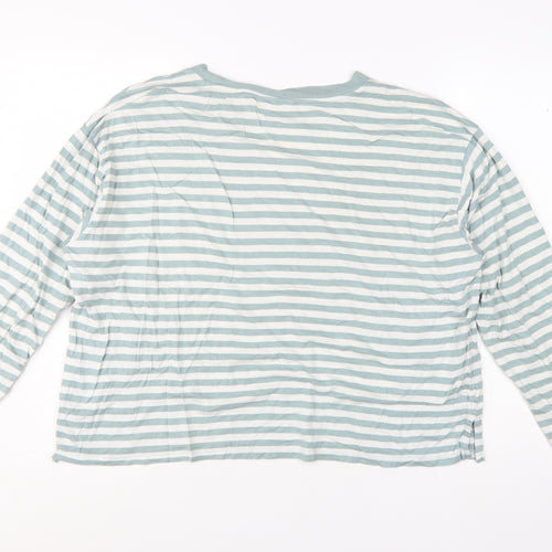Monki Women’s Blue Striped Long Sleeve Cotton Modal T-Shirt L