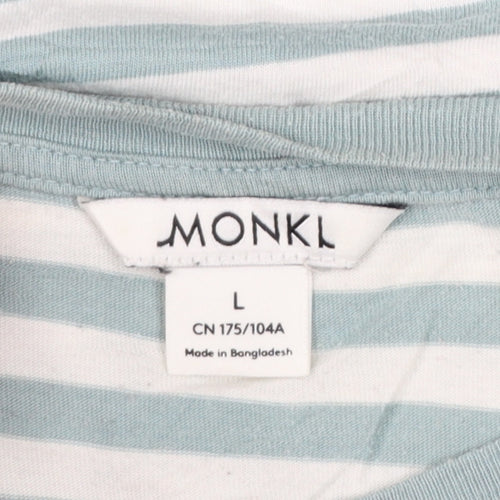 Monki Women’s Blue Striped Long Sleeve Cotton Modal T-Shirt L