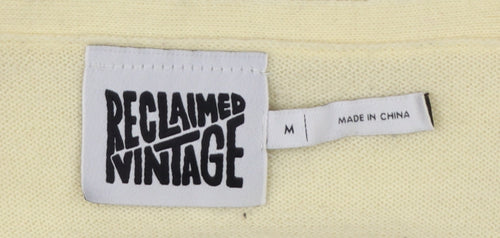 Reclaimed Vintage Women Yellow Cropped Knit V-Neck Tank Top M