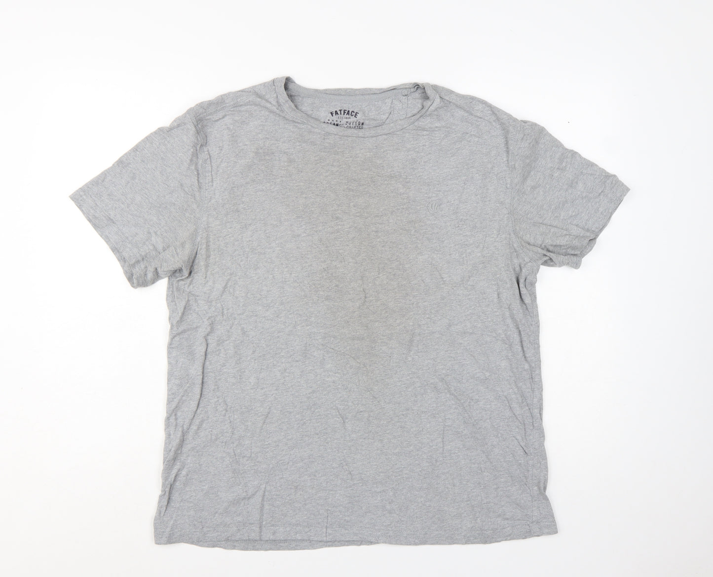 FatFace Men's Grey Organic Cotton Crew Neck T-Shirt Size L