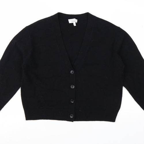 & Other Stories Women Black Wool V-Neck Cardigan Size 12