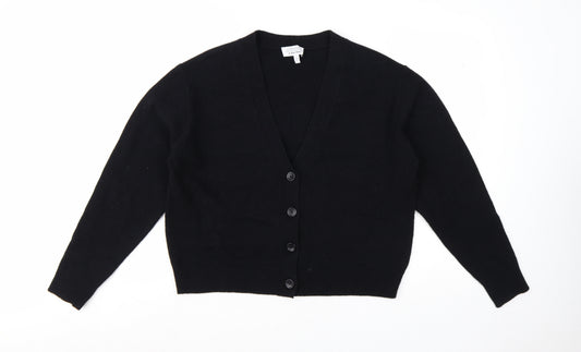 & Other Stories Women Black Wool V-Neck Cardigan Size 12