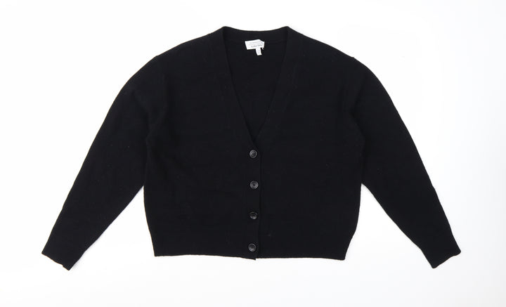 & Other Stories Women Black Wool V-Neck Cardigan Size 12