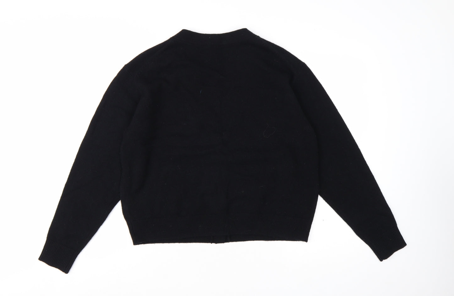 & Other Stories Women Black Wool V-Neck Cardigan Size 12
