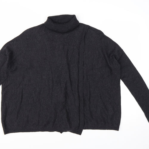 AllSaints Womens Black Merino Wool Roll Neck Jumper Size L