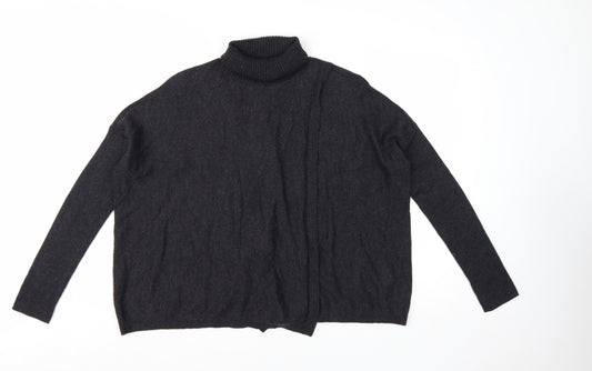 AllSaints Womens Black Merino Wool Roll Neck Jumper Size L