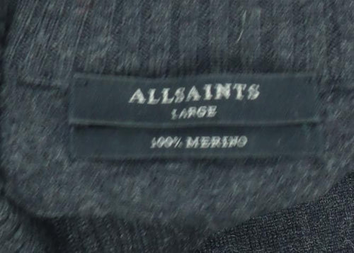 AllSaints Womens Black Merino Wool Roll Neck Jumper Size L