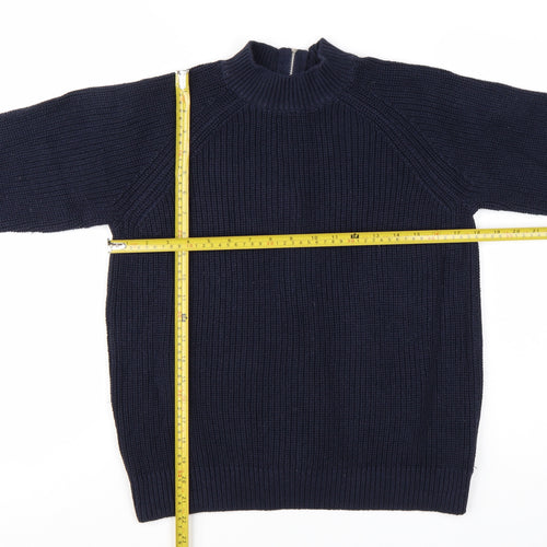 H&M Women's Blue Full Zip Mock Neck Chunky Knit Jumper Size S