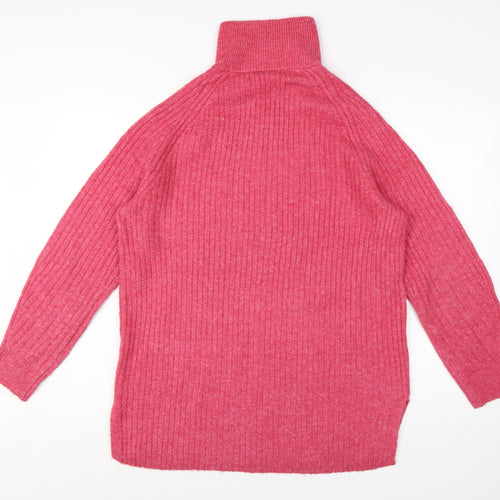 Marks and Spencer Women Pink Cable-Knit Half Zip Jumper Size M