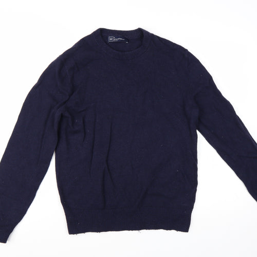 GAP Men's Blue Lambswool Crew Neck Pullover Jumper Size M