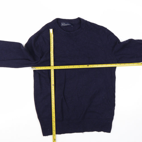 GAP Men's Blue Lambswool Crew Neck Pullover Jumper Size M