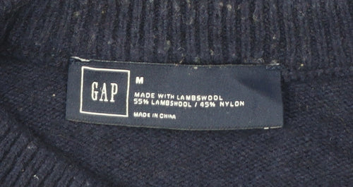 GAP Men's Blue Lambswool Crew Neck Pullover Jumper Size M