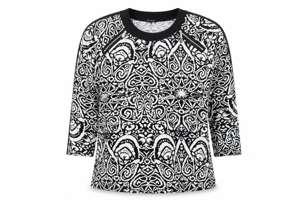 Front view of Brandtex Collection women’s black 2xl geometric jumper