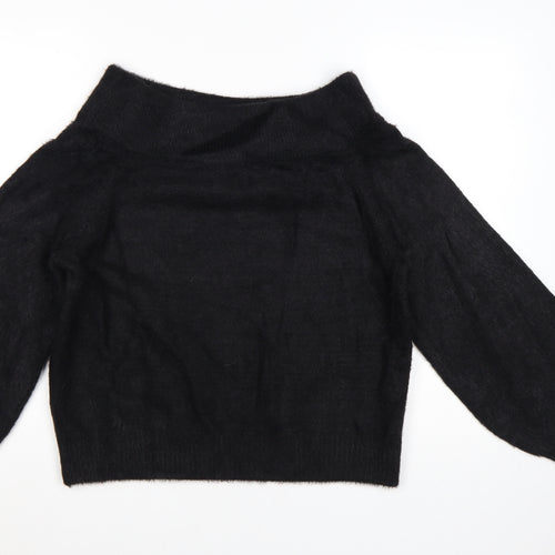 H&M Women’s Black Boat Neck Knit Jumper Size 12 Long Sleeve