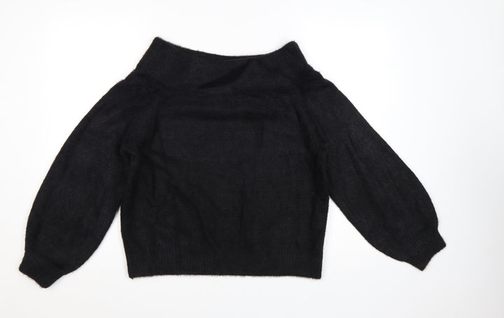 H&M Women’s Black Boat Neck Knit Jumper Size 12 Long Sleeve
