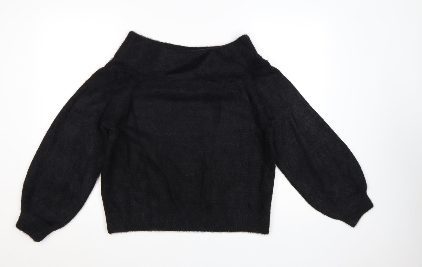 H&M Women’s Black Boat Neck Knit Jumper Size 12 Long Sleeve