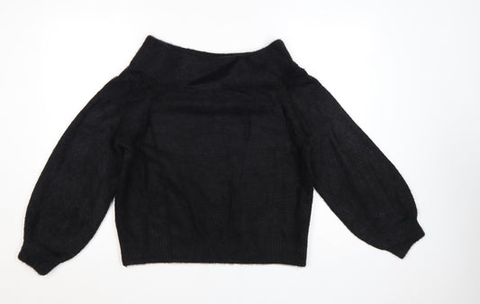 H&M Women’s Black Boat Neck Knit Jumper Size 12 Long Sleeve
