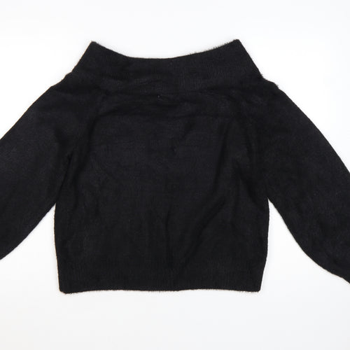 H&M Women’s Black Boat Neck Knit Jumper Size 12 Long Sleeve