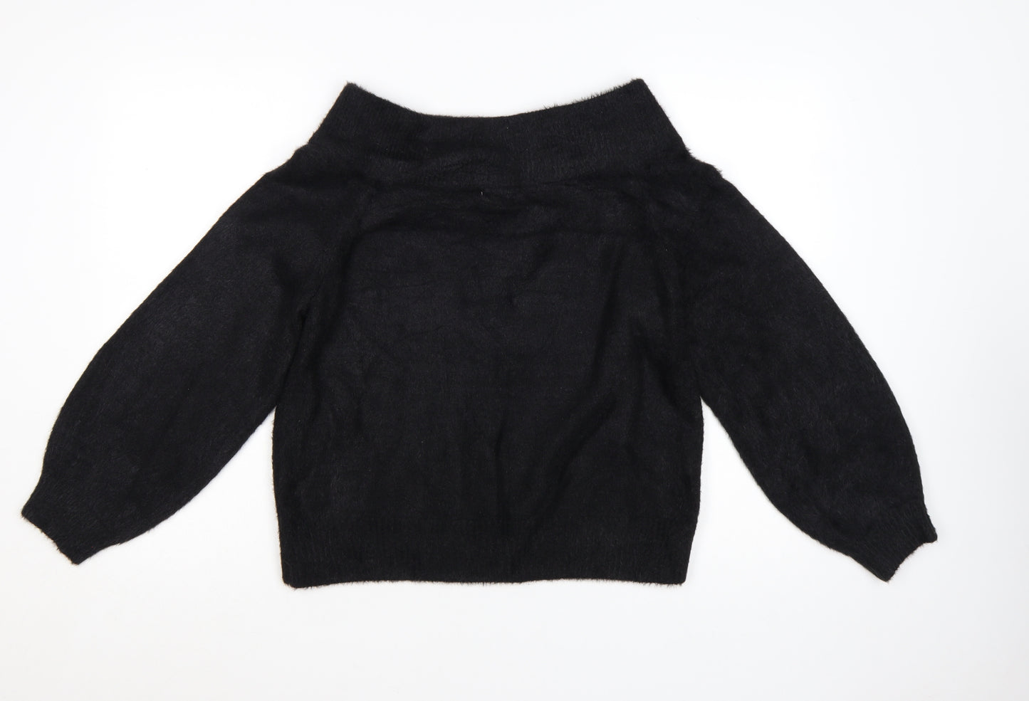 H&M Women’s Black Boat Neck Knit Jumper Size 12 Long Sleeve