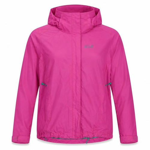 Jack Wolfskin Women Pink Waterproof Hooded Rain Jacket Size 8