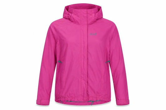 Jack Wolfskin Women Pink Waterproof Hooded Rain Jacket Size 8