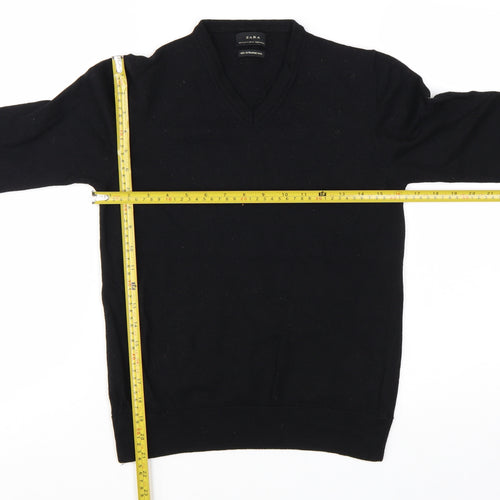 Zara Women's Black Wool V-Neck Long Sleeve Jumper Size 12