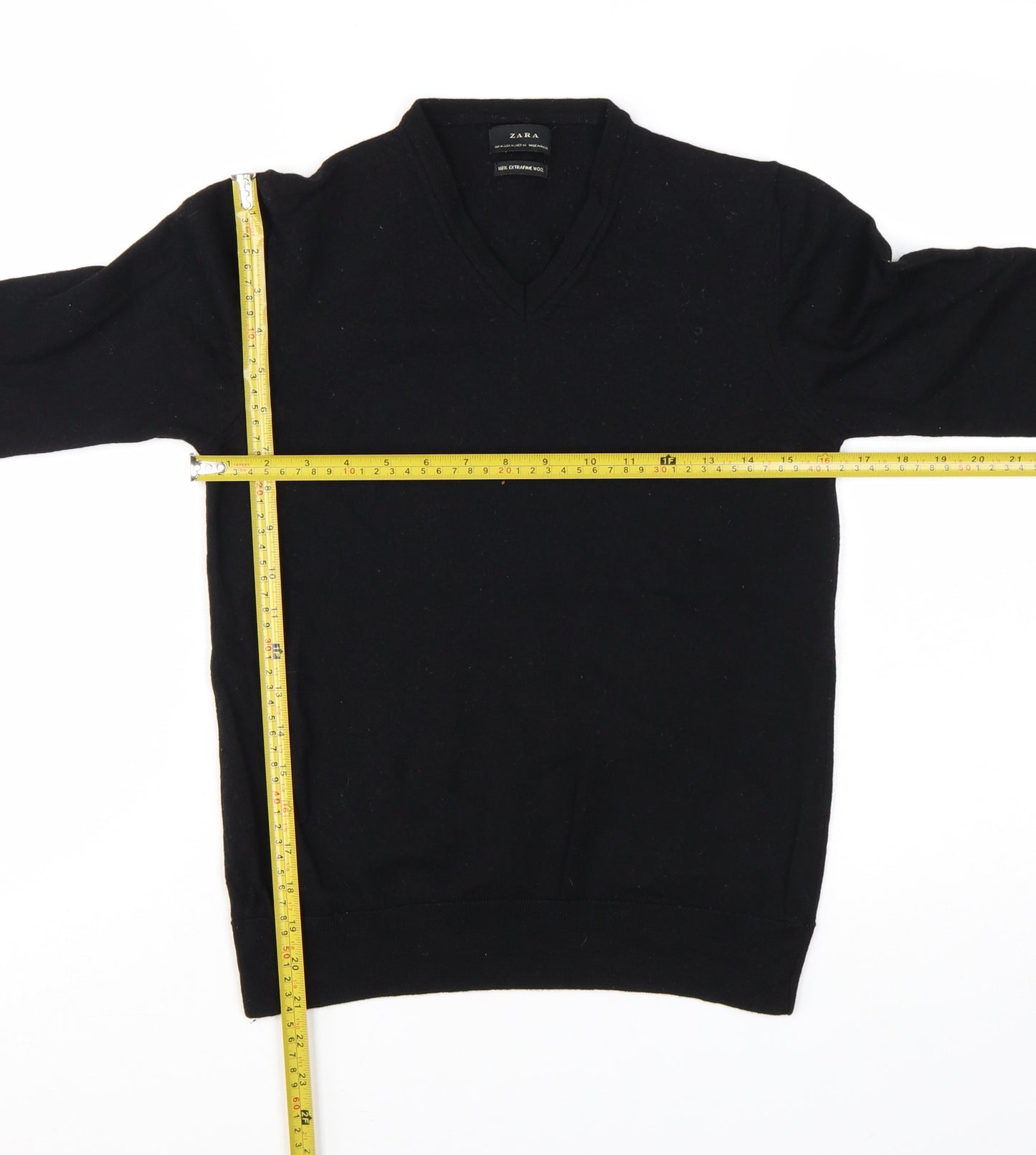 Zara Women's Black Wool V-Neck Long Sleeve Jumper Size 12