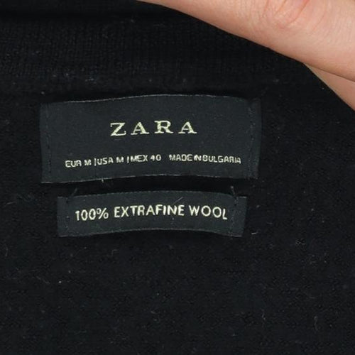 Zara Women's Black Wool V-Neck Long Sleeve Jumper Size 12