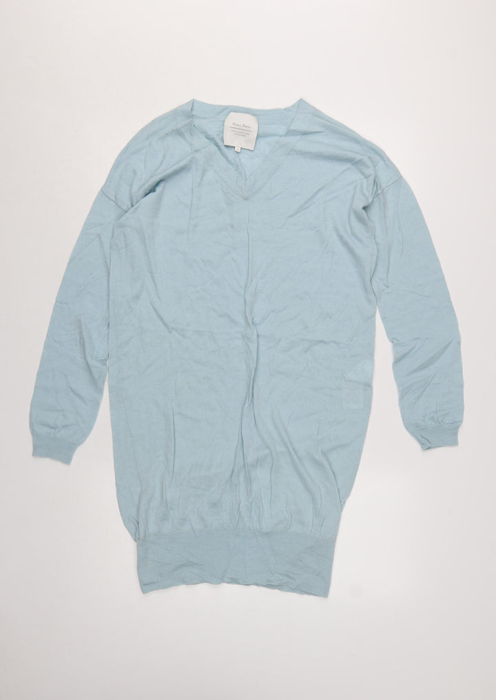 Part Two Women's Blue Merino Wool V-Neck Jumper Size M