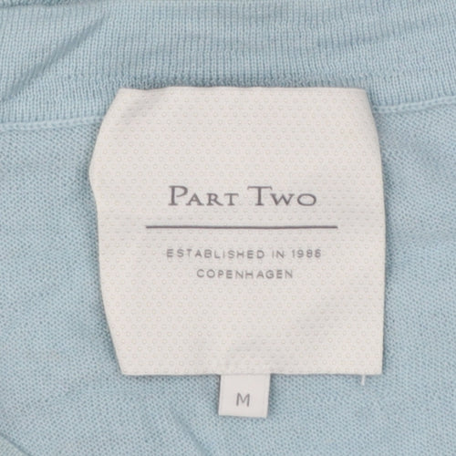 Part Two Women's Blue Merino Wool V-Neck Jumper Size M