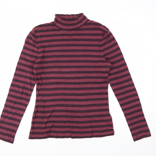 FatFace Womens Purple Striped Roll Neck Long Sleeve Top Size 14