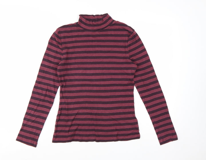 FatFace Womens Purple Striped Roll Neck Long Sleeve Top Size 14