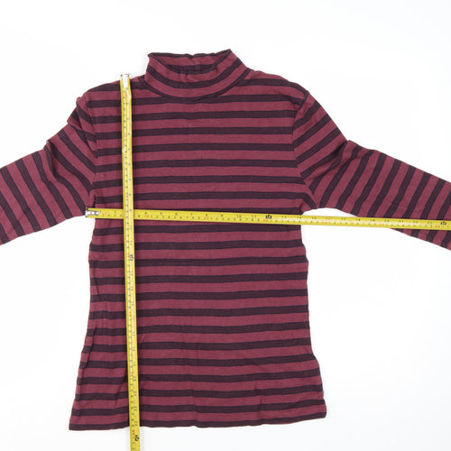 FatFace Womens Purple Striped Roll Neck Long Sleeve Top Size 14