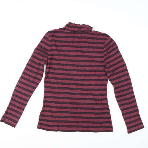 FatFace Womens Purple Striped Roll Neck Long Sleeve Top Size 14