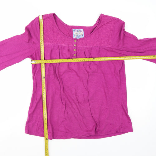 Mantaray Womens Pink Cotton Tunic Blouse Size 16 Scoop Neck 3/4 Sleeve