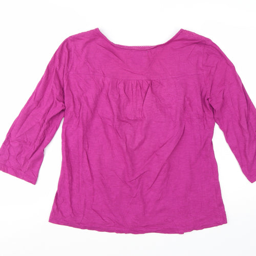 Mantaray Womens Pink Cotton Tunic Blouse Size 16 Scoop Neck 3/4 Sleeve