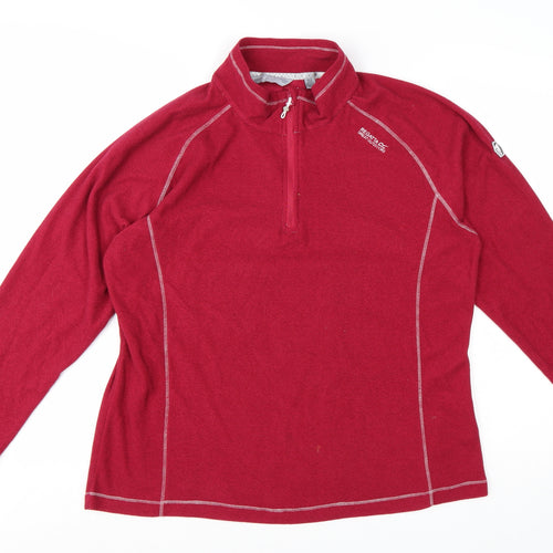 Regatta Womens Red 1/4 Zip Pullover Fleece UK 16 Polyester Outdoor Sweatshirt