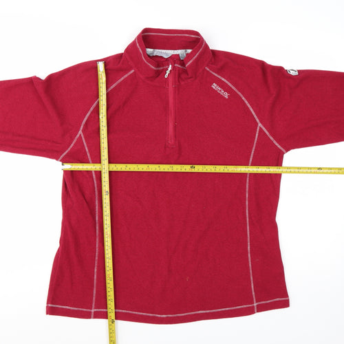 Regatta Womens Red 1/4 Zip Pullover Fleece UK 16 Polyester Outdoor Sweatshirt