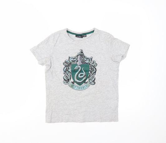 Harry Potter Boys Grey Slytherin T-Shirt 9-10 Years Short Sleeve Cotton Blend