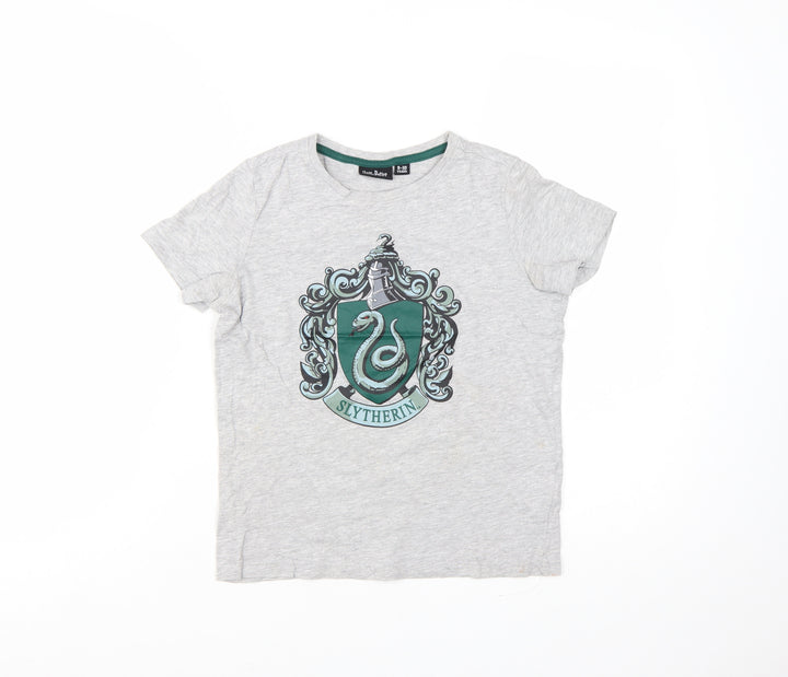 Harry Potter Boys Grey Slytherin T-Shirt 9-10 Years Short Sleeve Cotton Blend