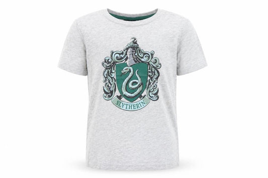 Harry Potter Boys Grey Slytherin T-Shirt 9-10 Years Short Sleeve Cotton Blend
