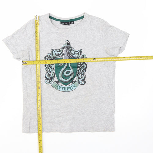Harry Potter Boys Grey Slytherin T-Shirt 9-10 Years Short Sleeve Cotton Blend