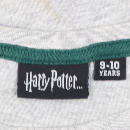 Harry Potter Boys Grey Slytherin T-Shirt 9-10 Years Short Sleeve Cotton Blend
