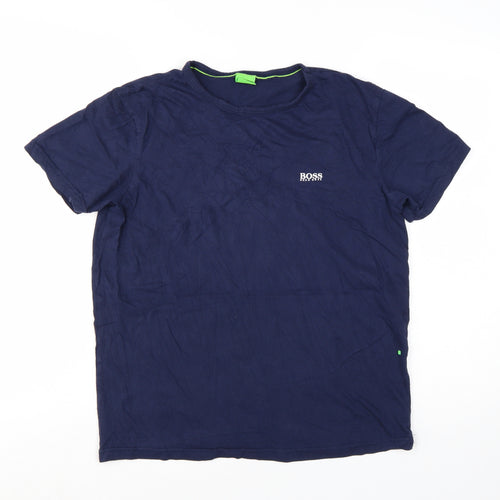 Hugo Boss Men's Blue Crew Neck Cotton T-Shirt Size M