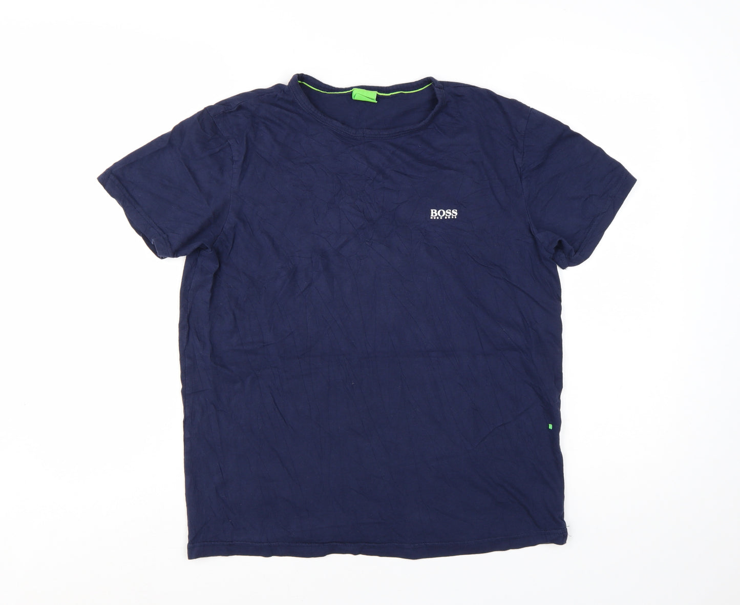 Hugo Boss Men's Blue Crew Neck Cotton T-Shirt Size M
